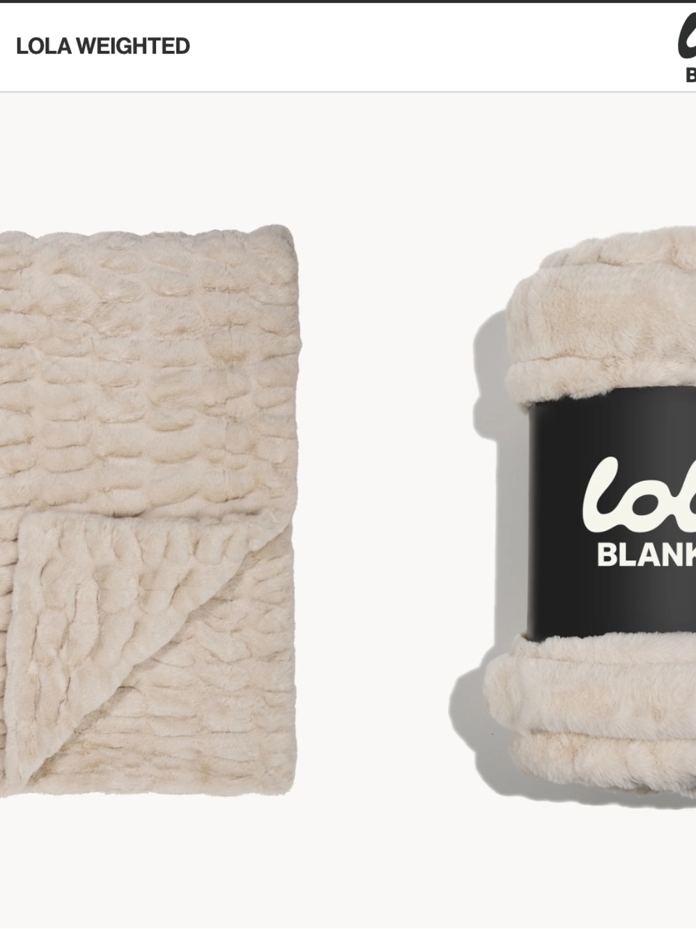 lola Plush Weighted Throw Blanket in Antique Ivory size Medium